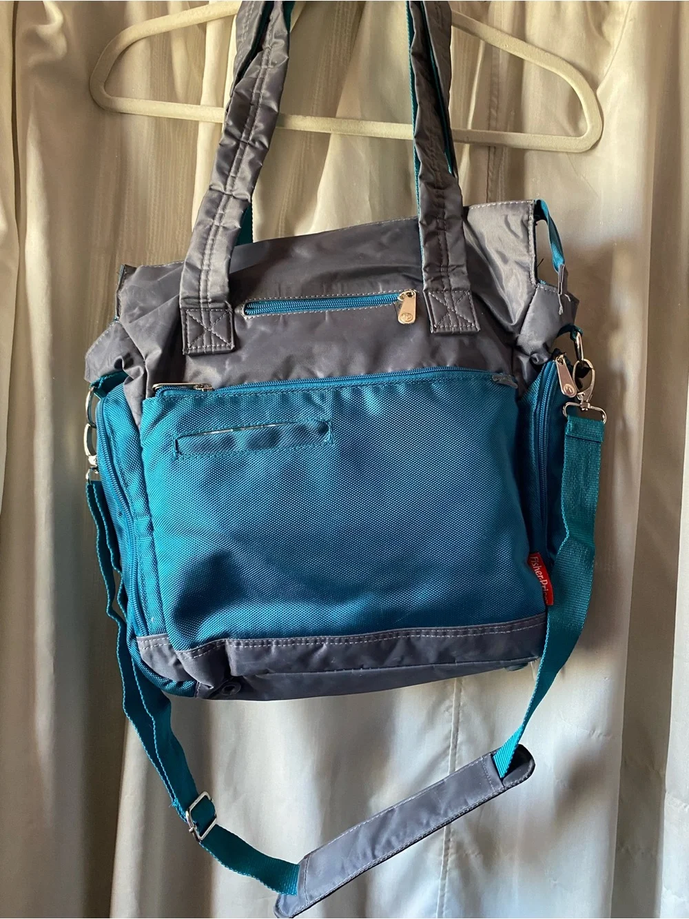 Fisher-Price Diaper Bag with Instant Wipe Access Changing Pad Insulated Teal